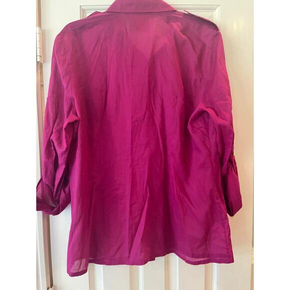 Tory Burch Button Down Women 14 Sheer Cotton Resort Lightweight Preppy Summer - Picture 4 of 12